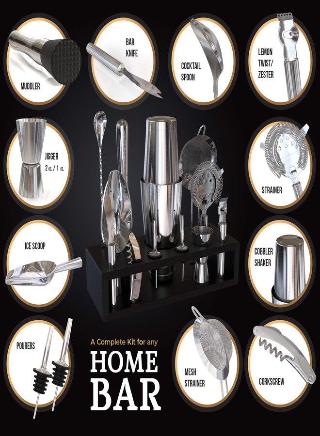 Highball  Chaser Highball & Chaser 13-Piece Boston Cocktail Shaker Set Stainless Steel Mixology Bartender Kit With Stand For Home Bar Cocktail Set | Laser Engraved Cocktail Tools | Plus E-Book with 30 Cocktail Recipes - Image 5